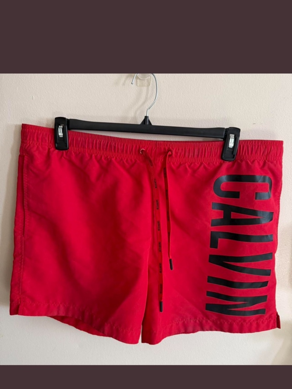 Calvin Klein Red Logo Swim Trunks